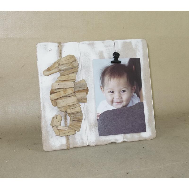 Rustic Photo Frame Distressed Picture Frame with driftwood decor and clips