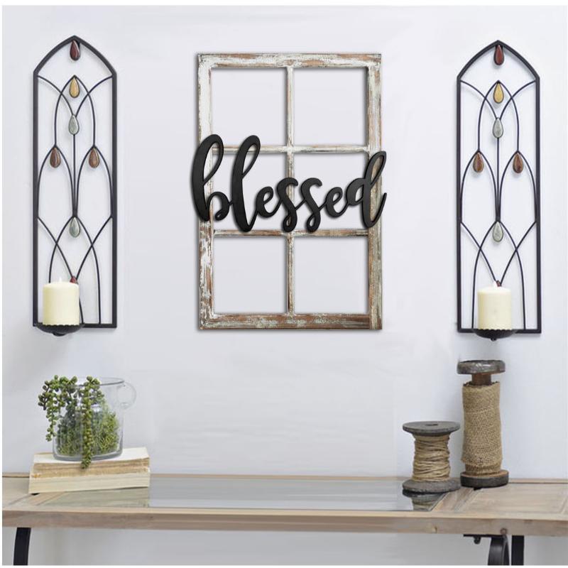 Wooden Rustic Mount Window Sign With Letters