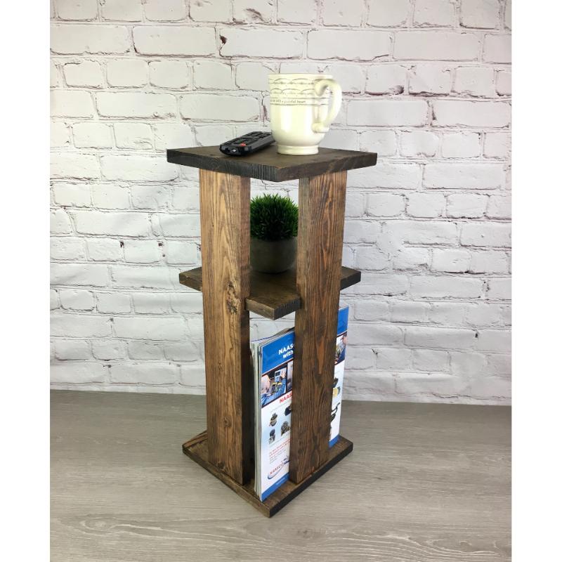 Wooden Side Table with Storage Shelf Classic Simplistic Tall End Table Household