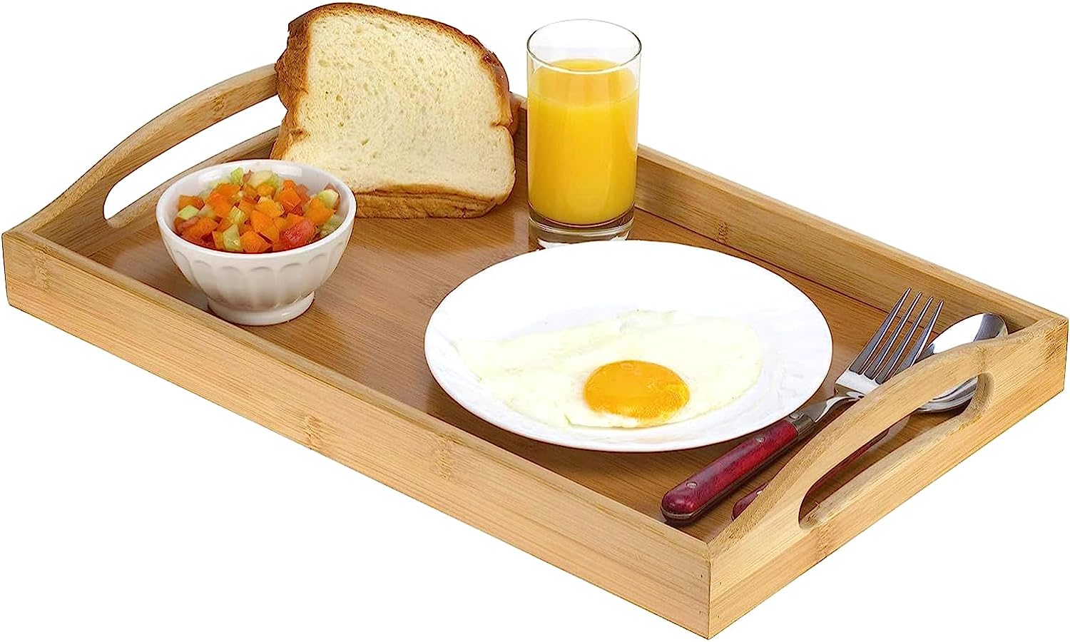 Bamboo Breakfast Tray Wooden Trays for Eating, Working, Storing, Used in Bedroom, Kitchen, Living Room, Bathroom, Hospital and Outdoors