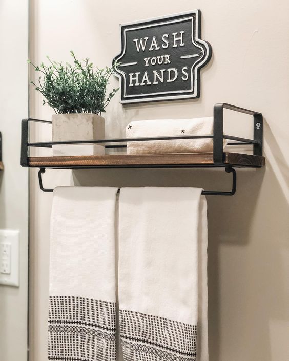 Rustic Farmhouse Wood Bathroom Wall Shelves for Bathroom, Living Room, Kitchen, Bedroom