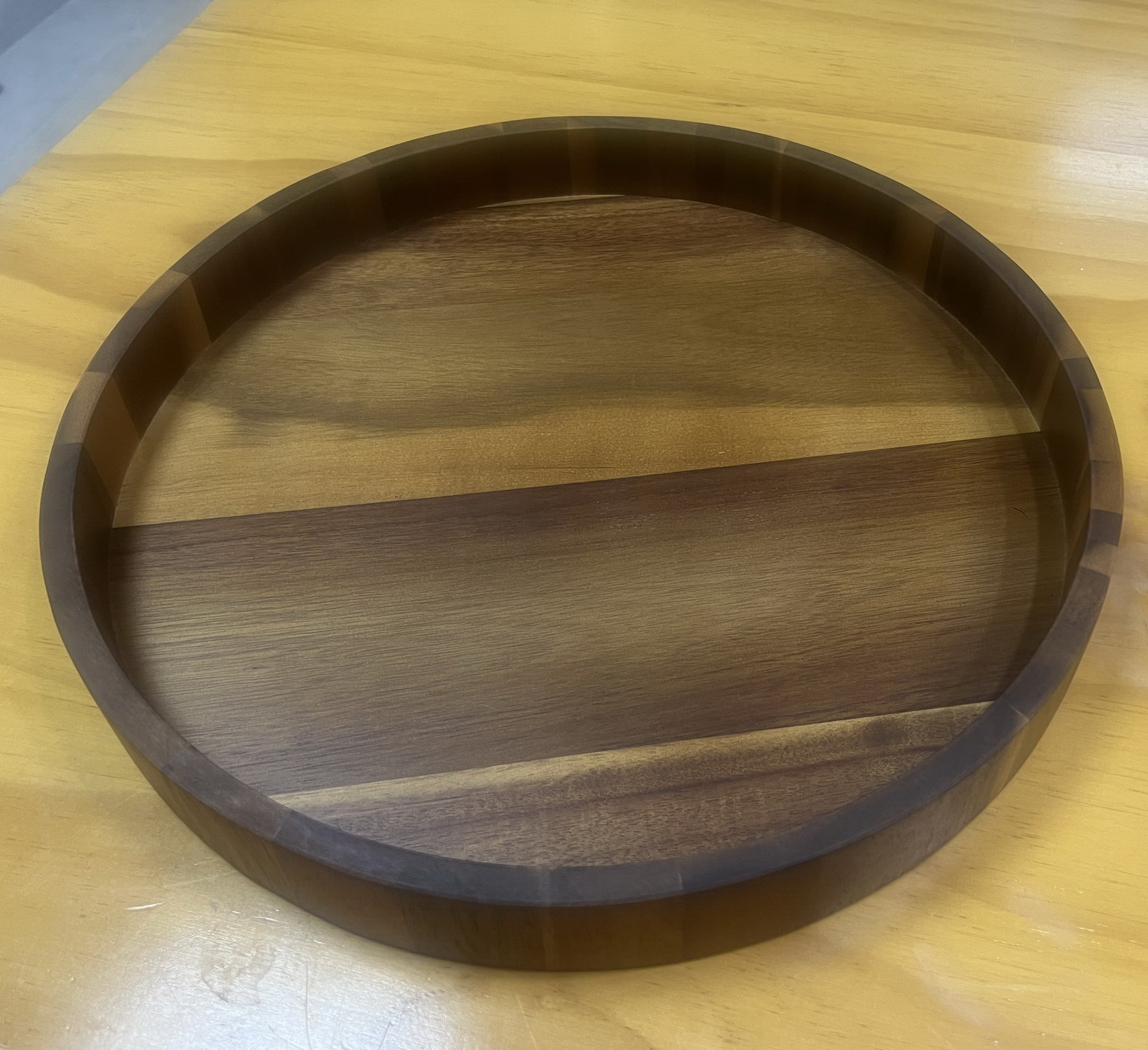 Acacia Round Wood Decorative Tray for Home Decor,Wooden Serving Tray