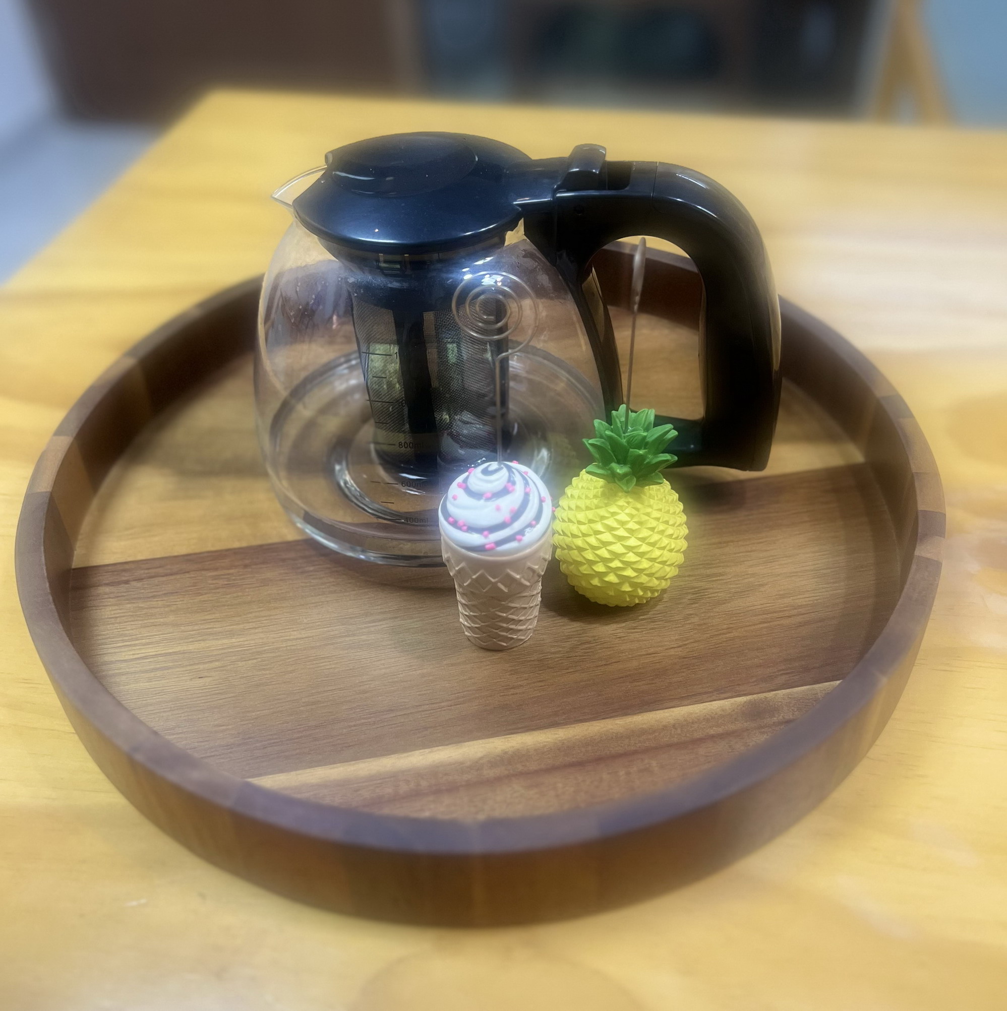 Acacia Round Wood Decorative Tray for Home Decor,Wooden Serving Tray