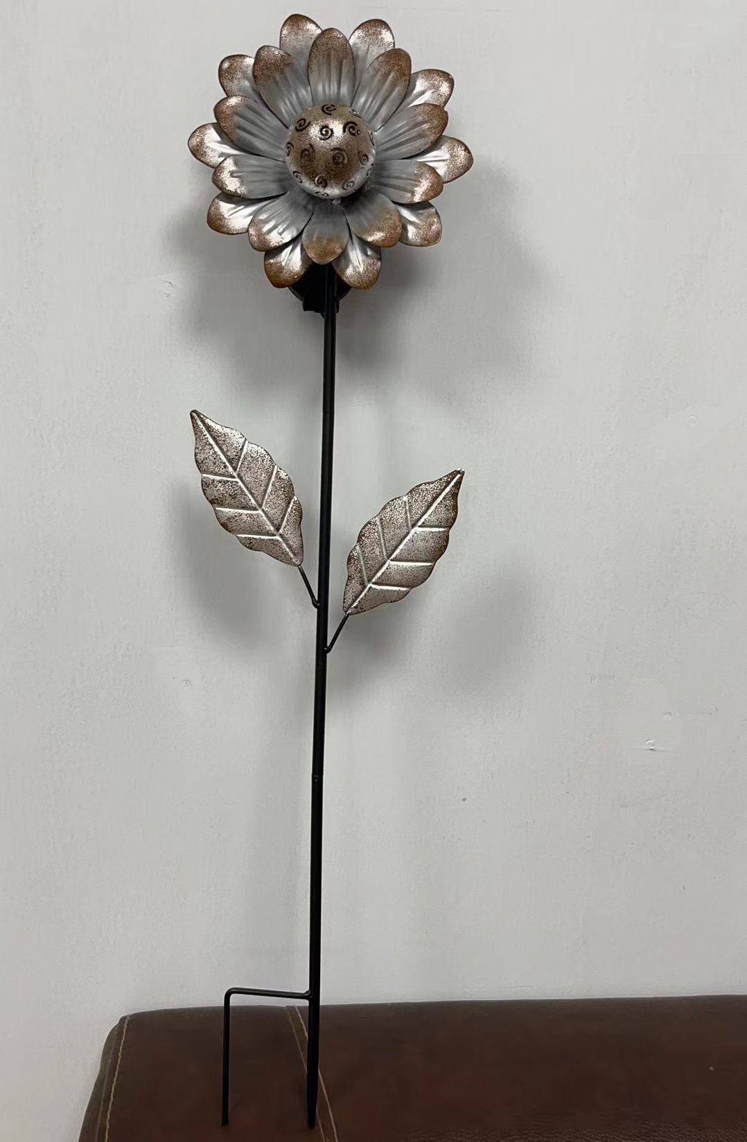 Rustic Metal Flower  Lights Garden Stake Outdoor