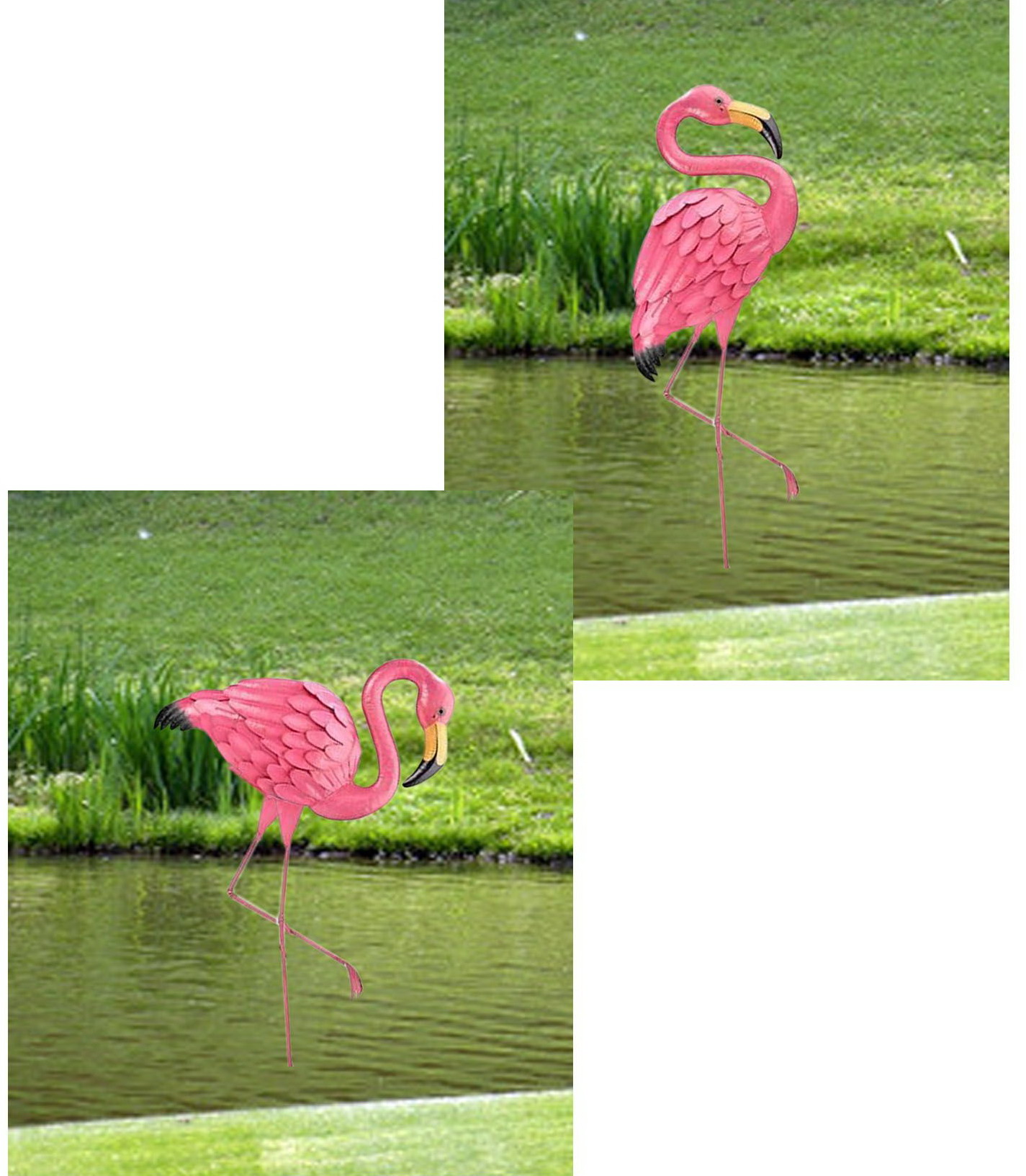 Metal Flamingo Bird Stake for Garden