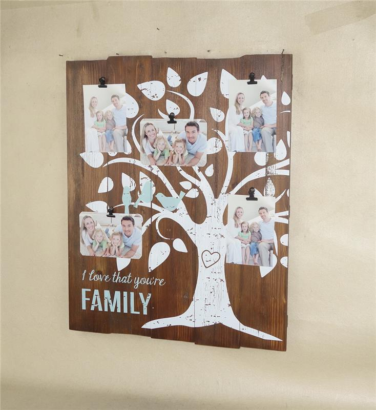 new design family tree clip collage photo frame,5 4*6,creative handmade wood collage picture frame photo frame designs