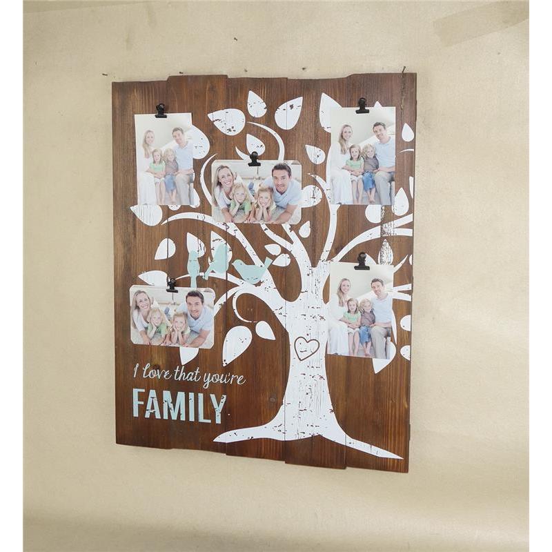 new design family tree clip collage photo frame,5 4*6,creative handmade wood collage picture frame photo frame designs