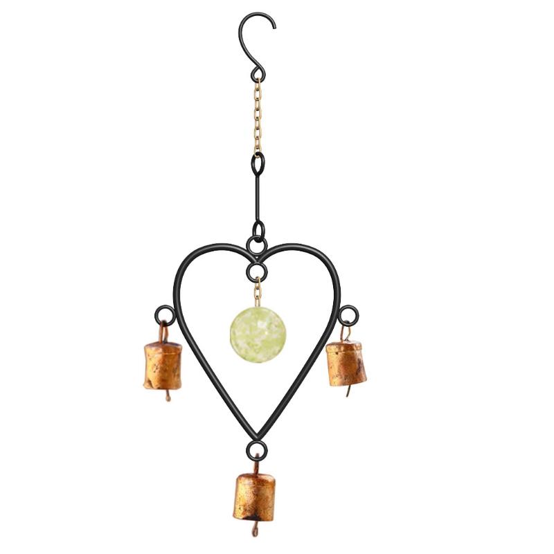 iron hearts with bells and GID glass wind chimes