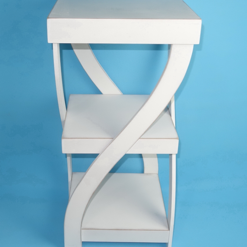 Twist Side End Table Modern Accent Table stand with Distressed Finish