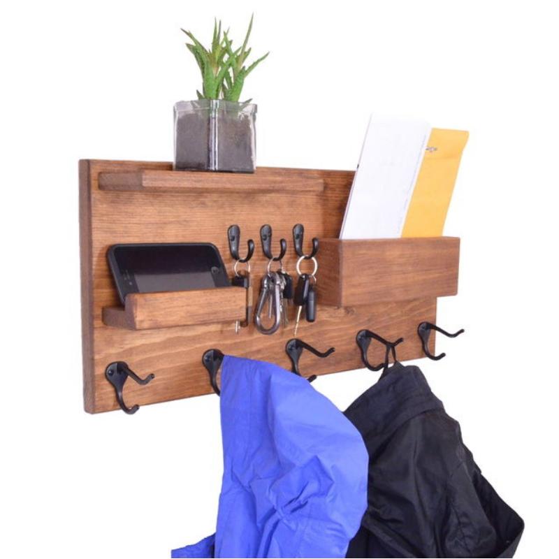 Wall Hooks with Shelf, Coat Rack Wall Mount