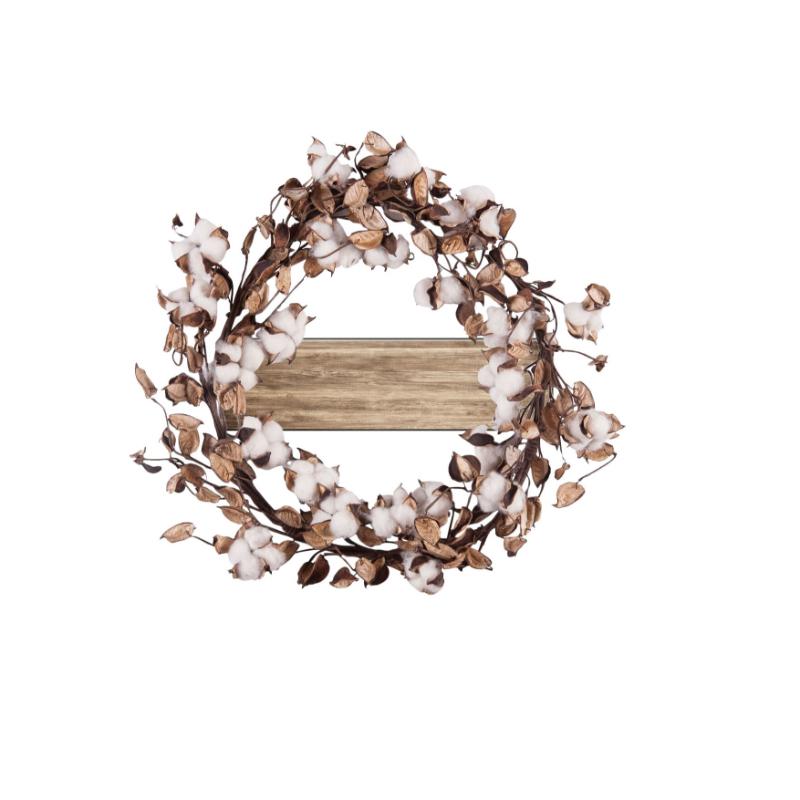 Cotton Wreath Welcome Sign