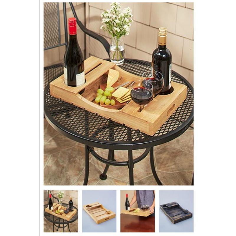 Wood Food and Wine Tray, Rustic Charcuterie Tasting Serving Platter, Ottoman Pouffe, Wedding Anniversary Gift, Summer, Back To School