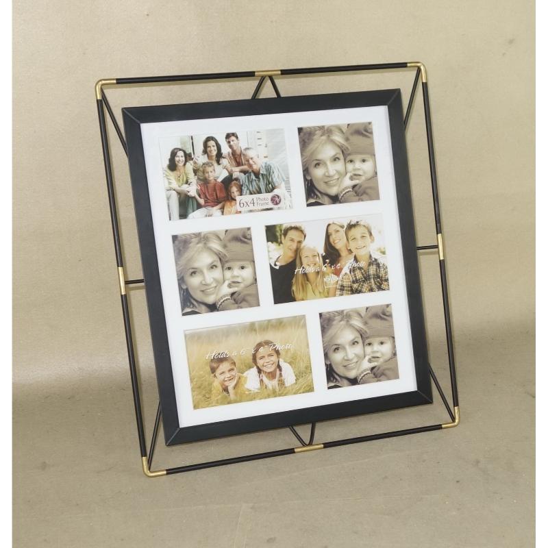 6 Opening Black Metal Collage Family Wedding Picture Photo Frame